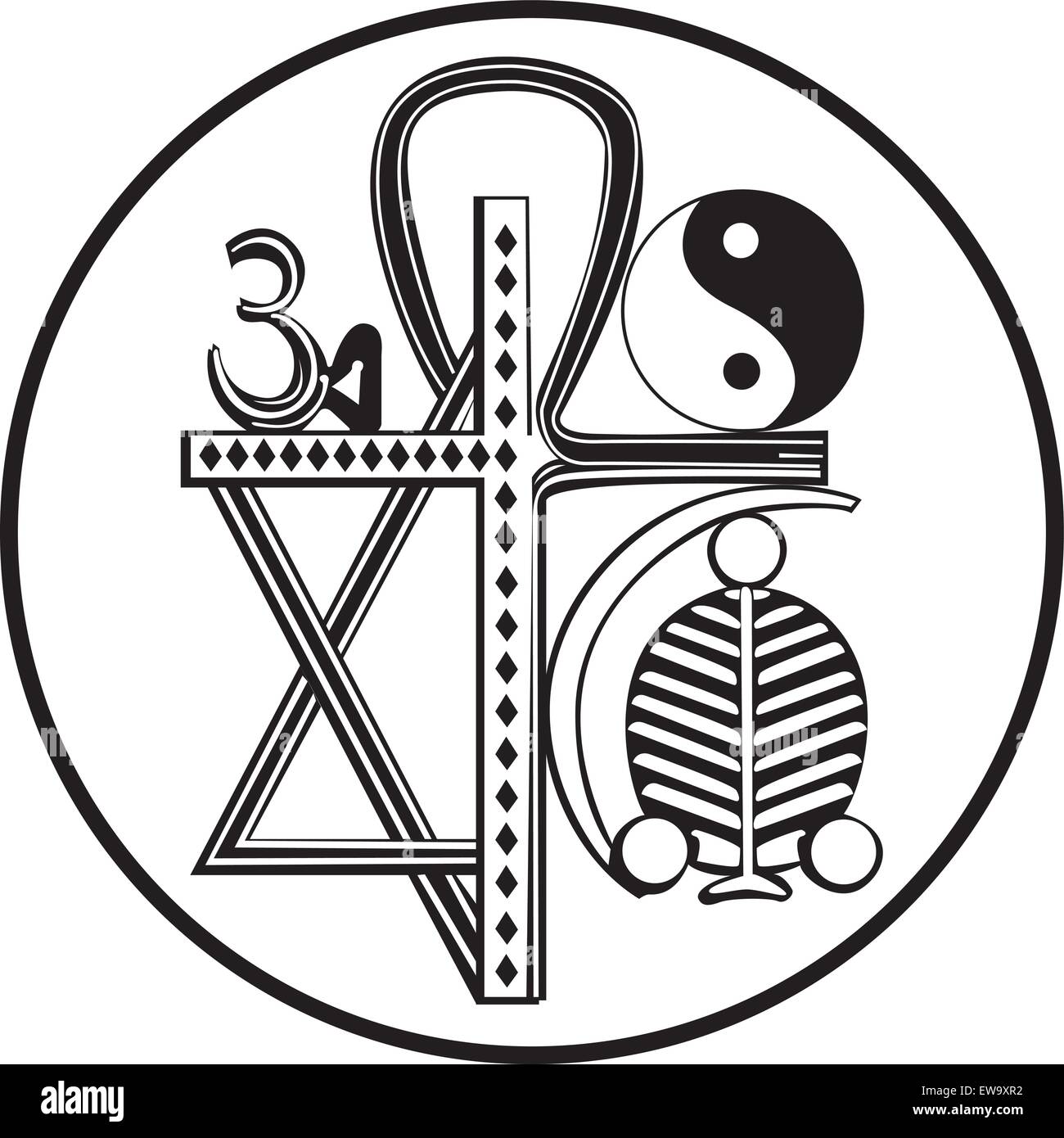 Les religions universelles et des symboles religieux, isolated on white Illustration de Vecteur