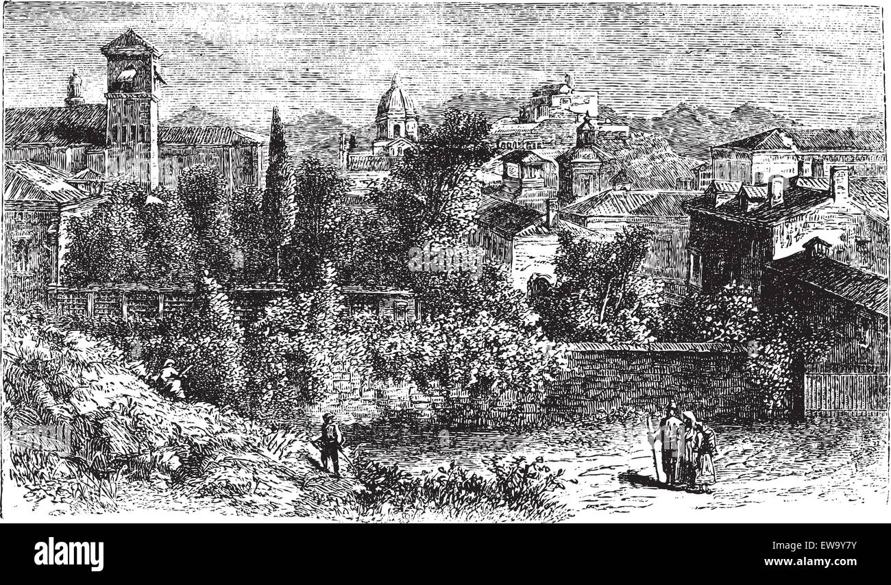 La ville de Brescia, Lombardie, Italie, vieille illustration gravée de Brescia, ville, Lombardie, Italie, 1890. Illustration de Vecteur