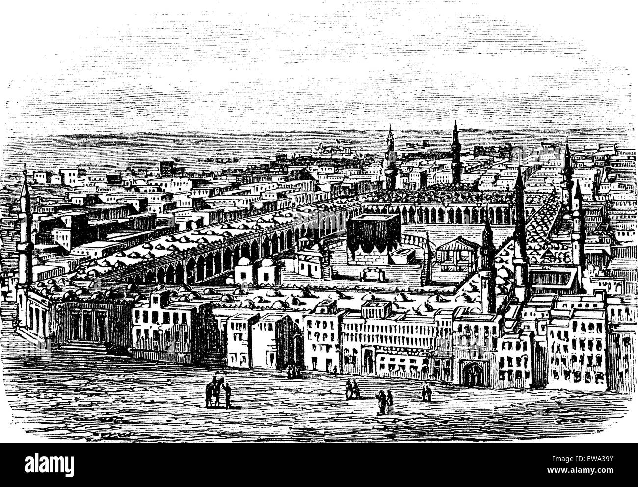 Grande mosquée de La Mecque, vintage engraved illustration. Encyclopédie Trousset (1886 - 1891). Illustration de Vecteur