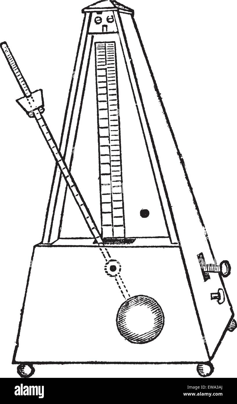 Métronome isolé sur blanc, vintage engraved illustration. Encyclopédie Trousset (1886 - 1891). Illustration de Vecteur