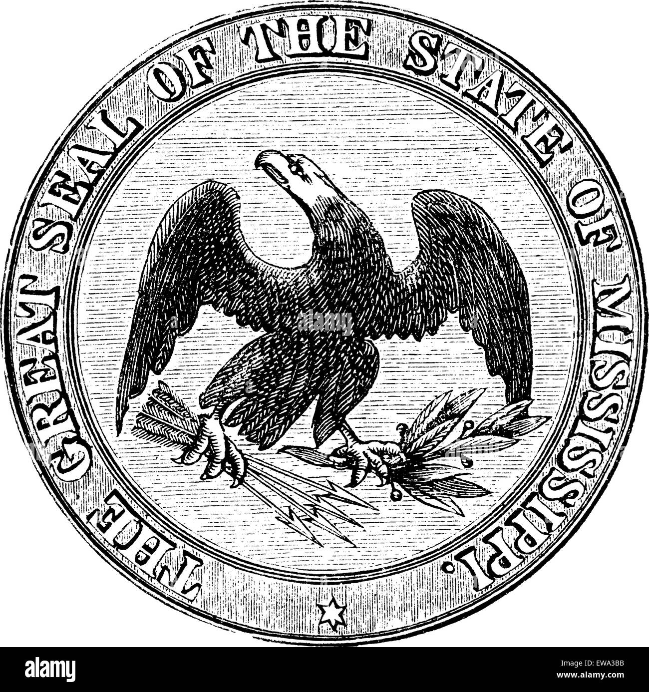 Sceau de l'État du Mississippi, vintage engraved illustration. Encyclopédie Trousset (1886 - 1891). Illustration de Vecteur