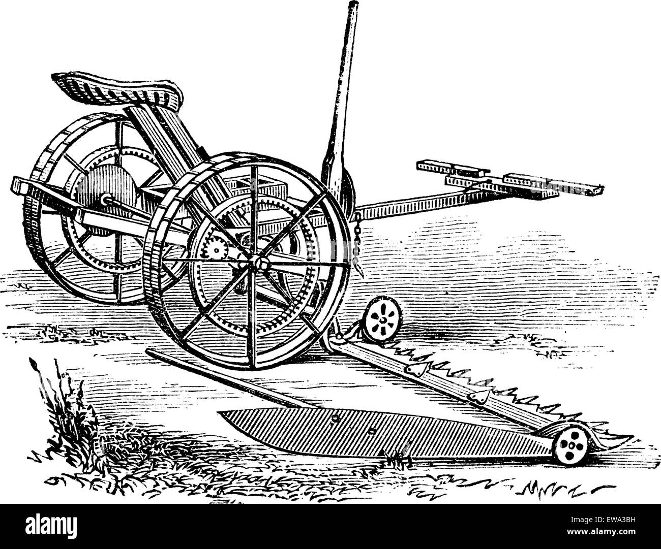 Reaper, vintage engraved illustration. Encyclopédie Trousset (1886 - 1891). Illustration de Vecteur