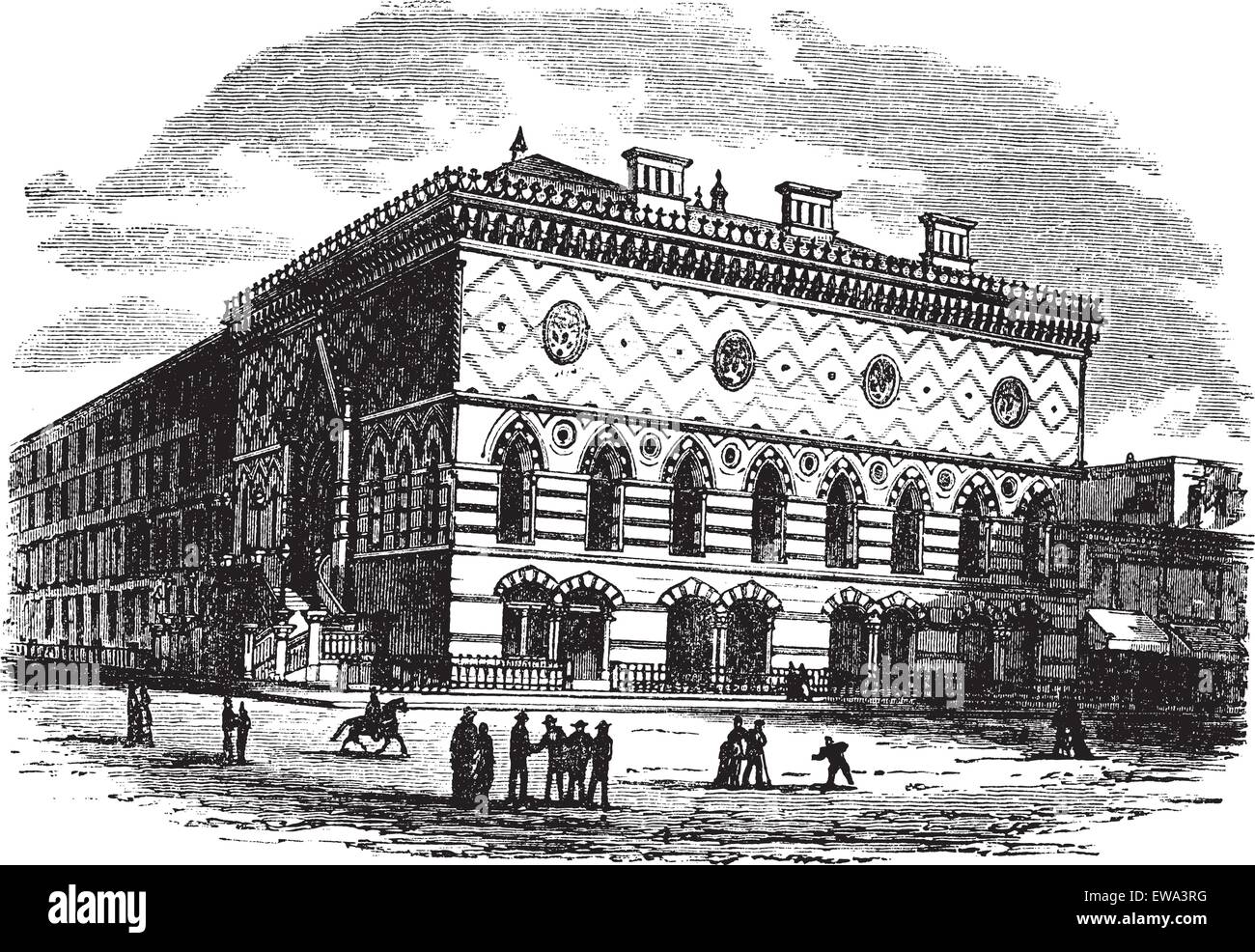 Centre d'argent des arts et des Sciences à New York City, New York, USA, vintage engraved illustration. Encyclopédie Trousset (1886 - Illustration de Vecteur