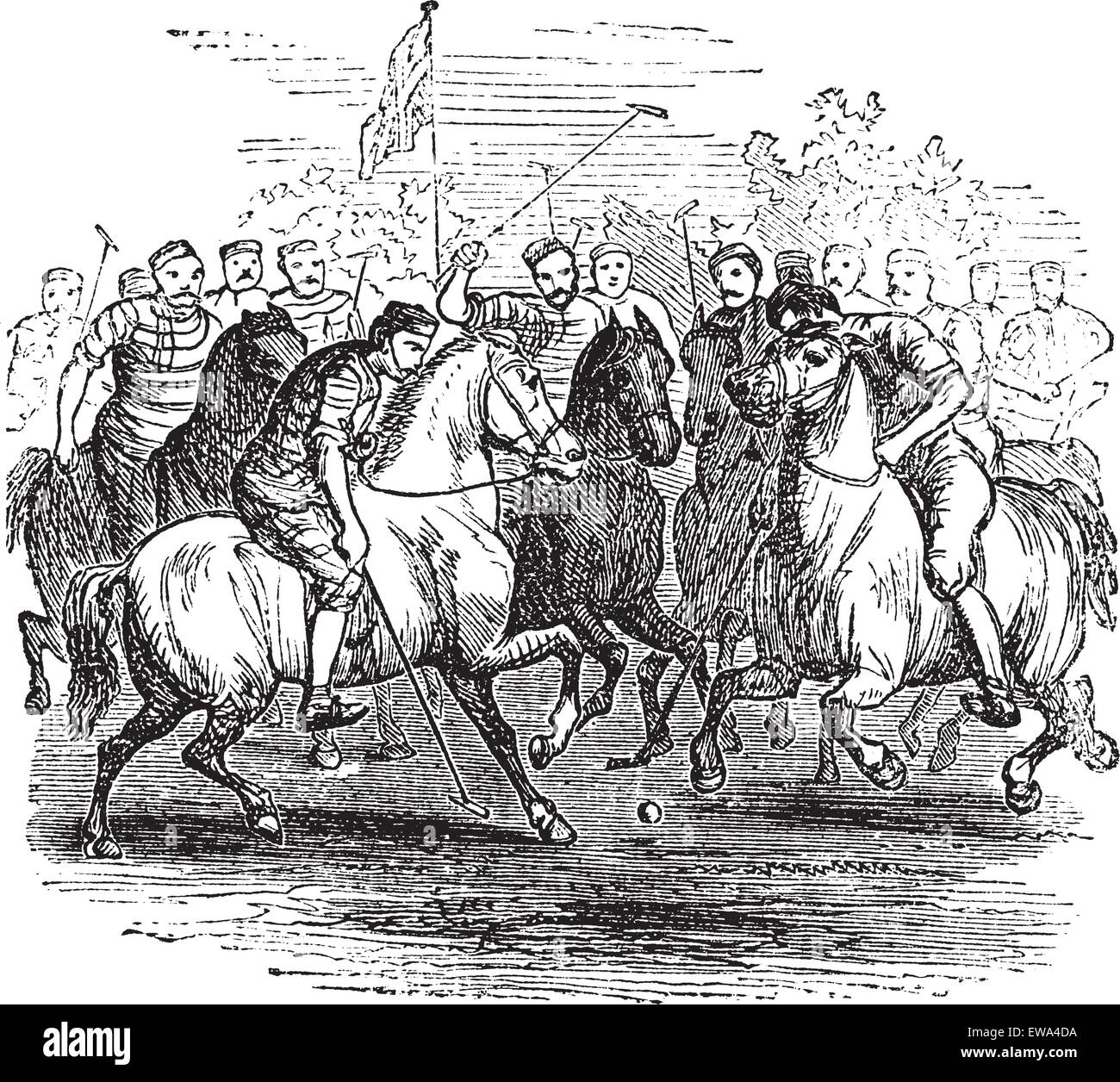 Polo, vintage engraved illustration. Encyclopédie Trousset (1886 - 1891). Illustration de Vecteur