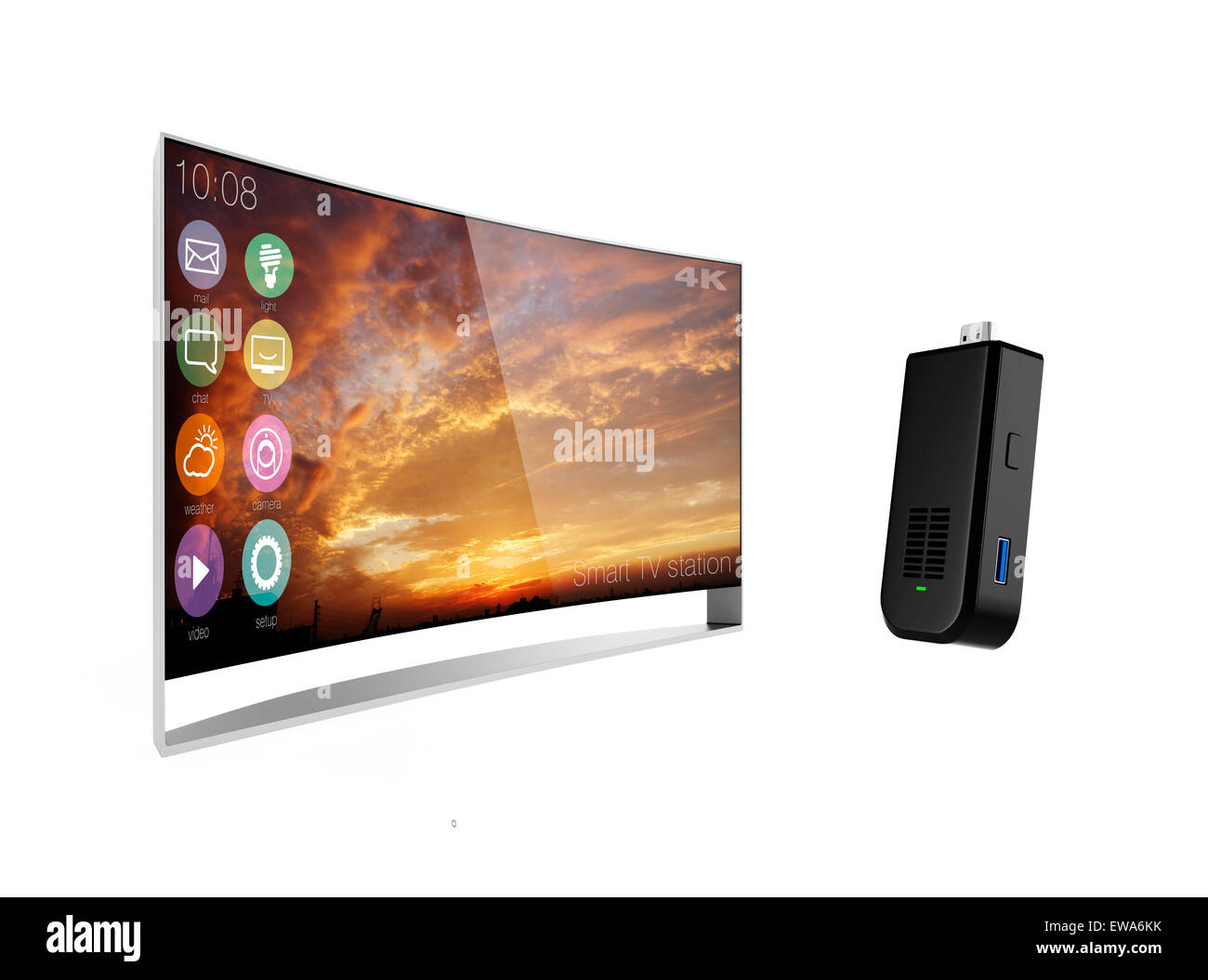 Stick de type PC et la télévision - isolé sur fond blanc. Banque D'Images