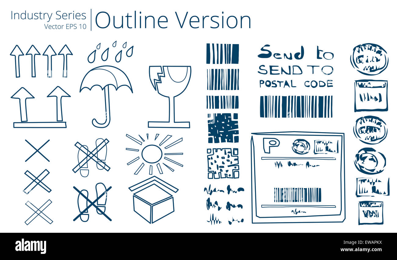 Vector illustration set de voyage chante, Contours série. Banque D'Images