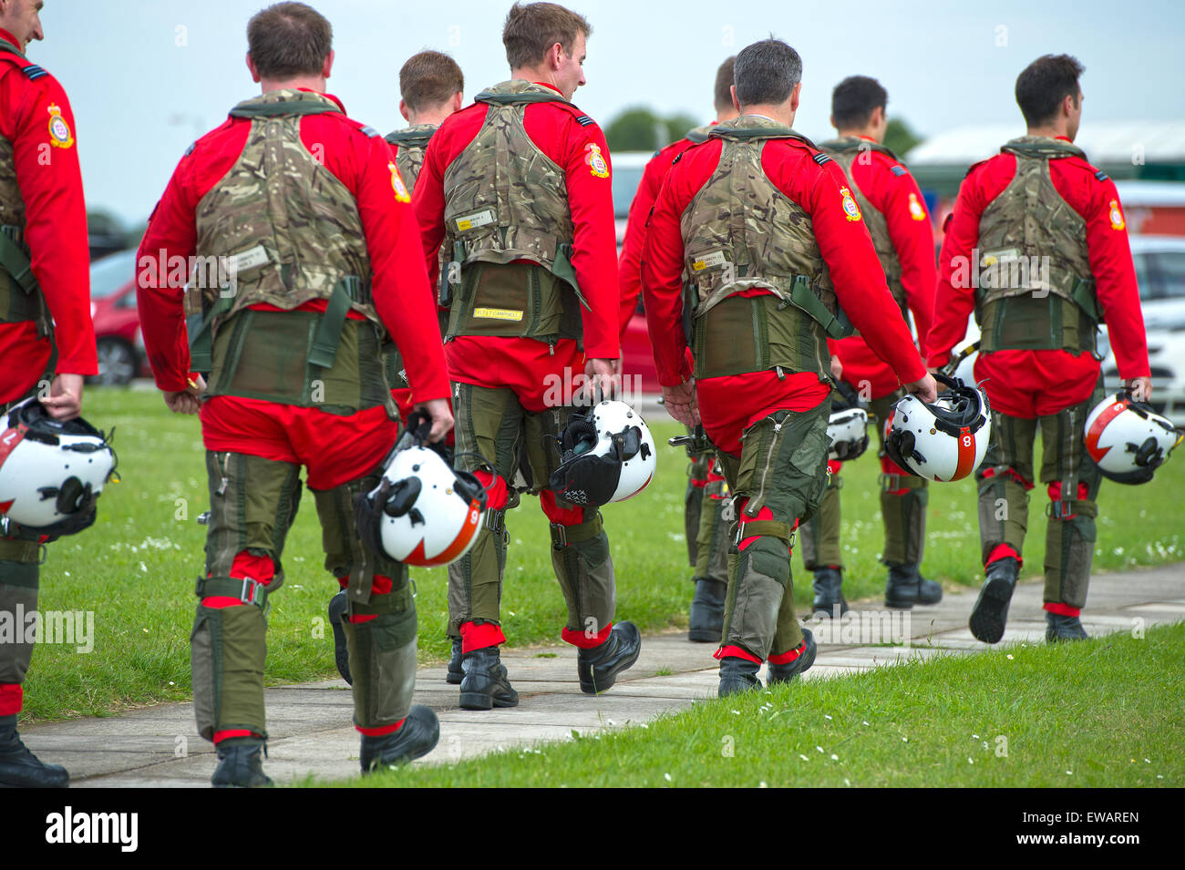 Royal Air Force flèches rouges pilotes à RAF Scampton dans le Lincolnshire Banque D'Images