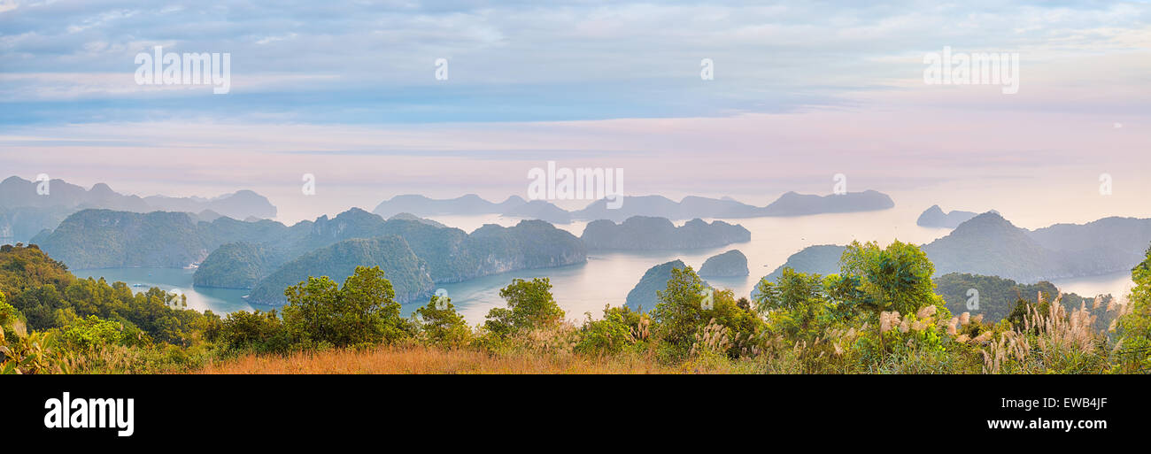 Panorama vue de la Baie d'Halong Banque D'Images