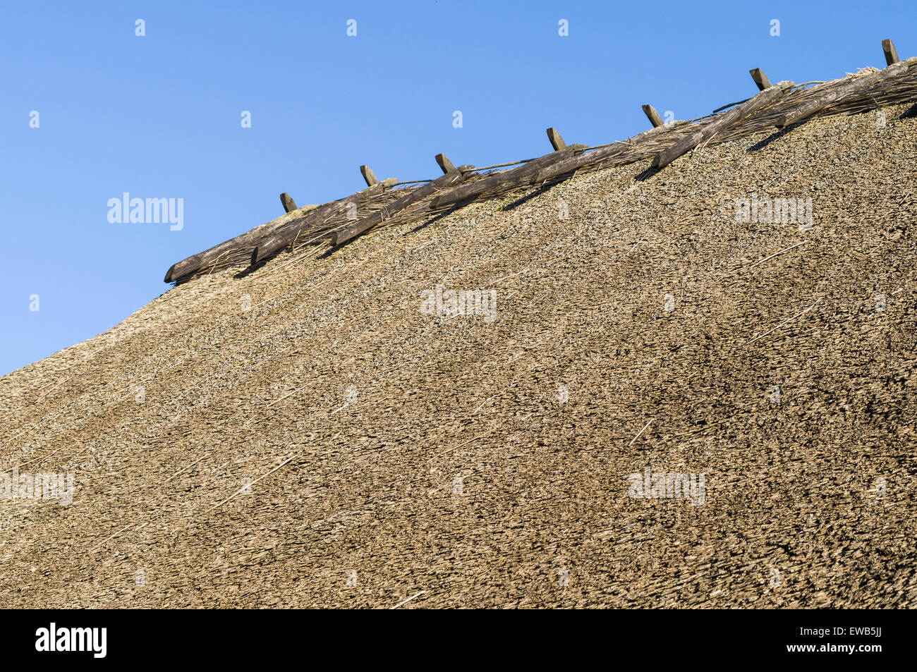 Gros plan sur le toit de paille rustique Banque D'Images