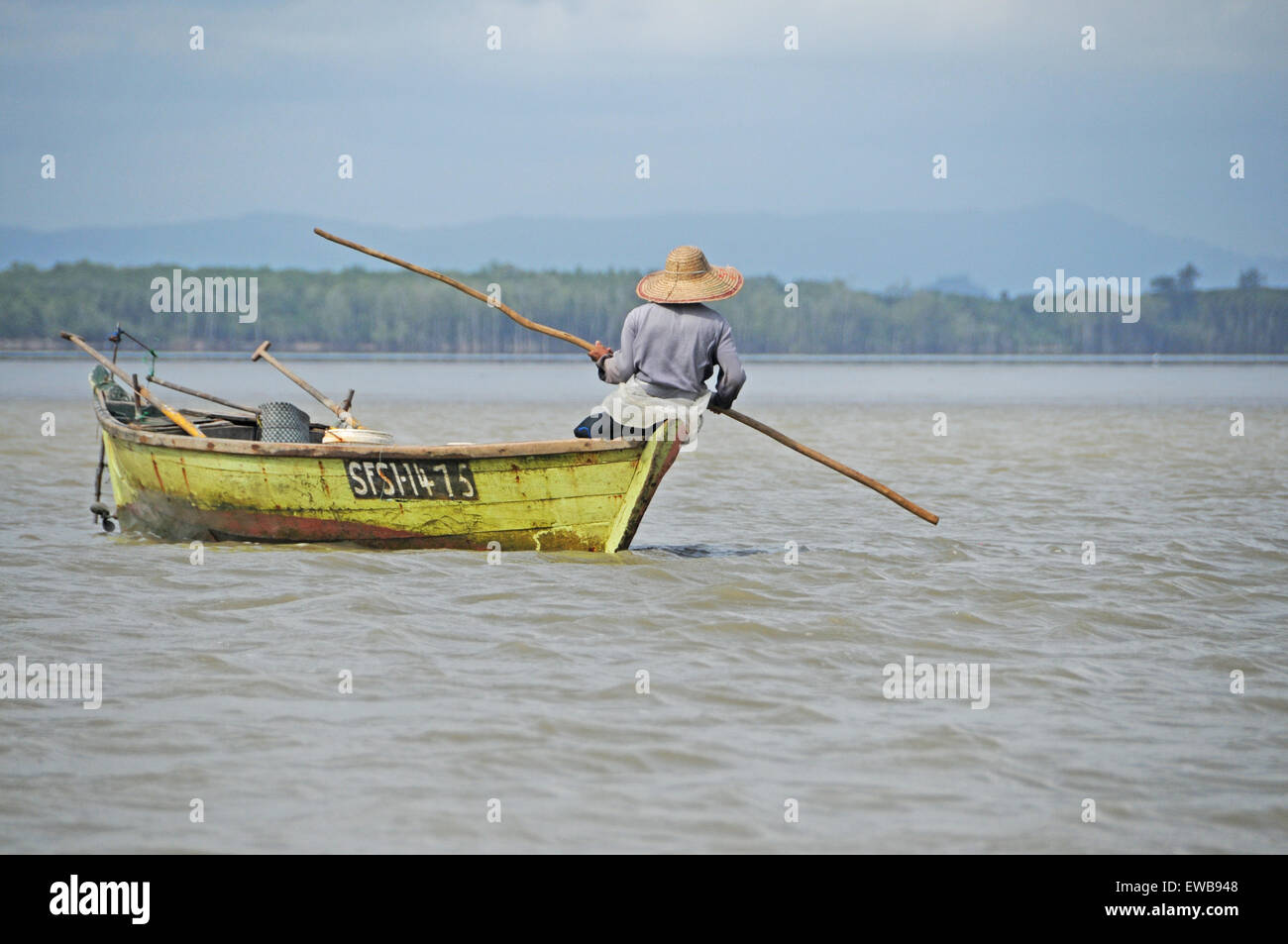 Pêcheur au parc national de Bako, Sarawak, Bornéo, Malayisa Banque D'Images