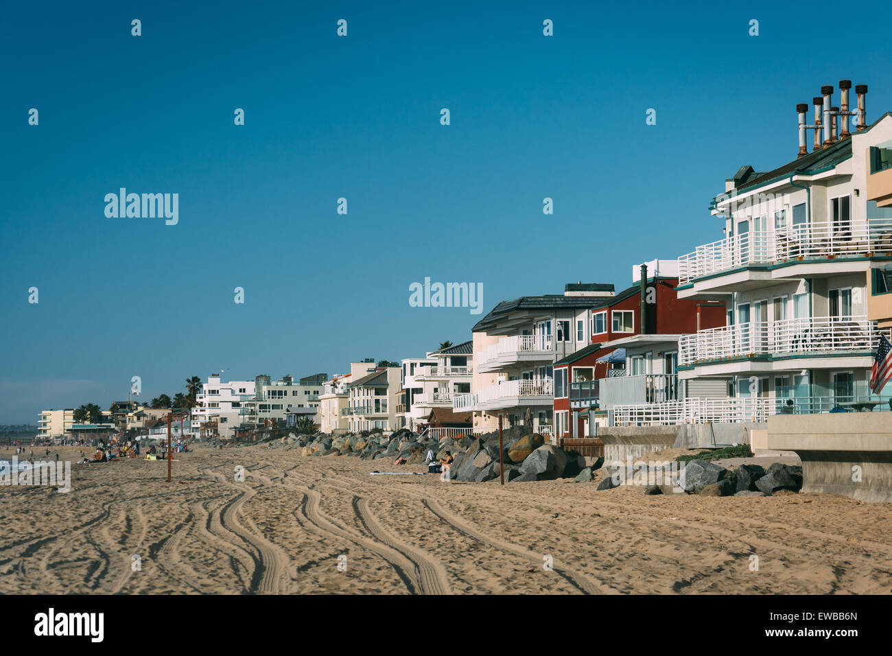 Maisons sur la plage à Imperial Beach, en Californie. Banque D'Images