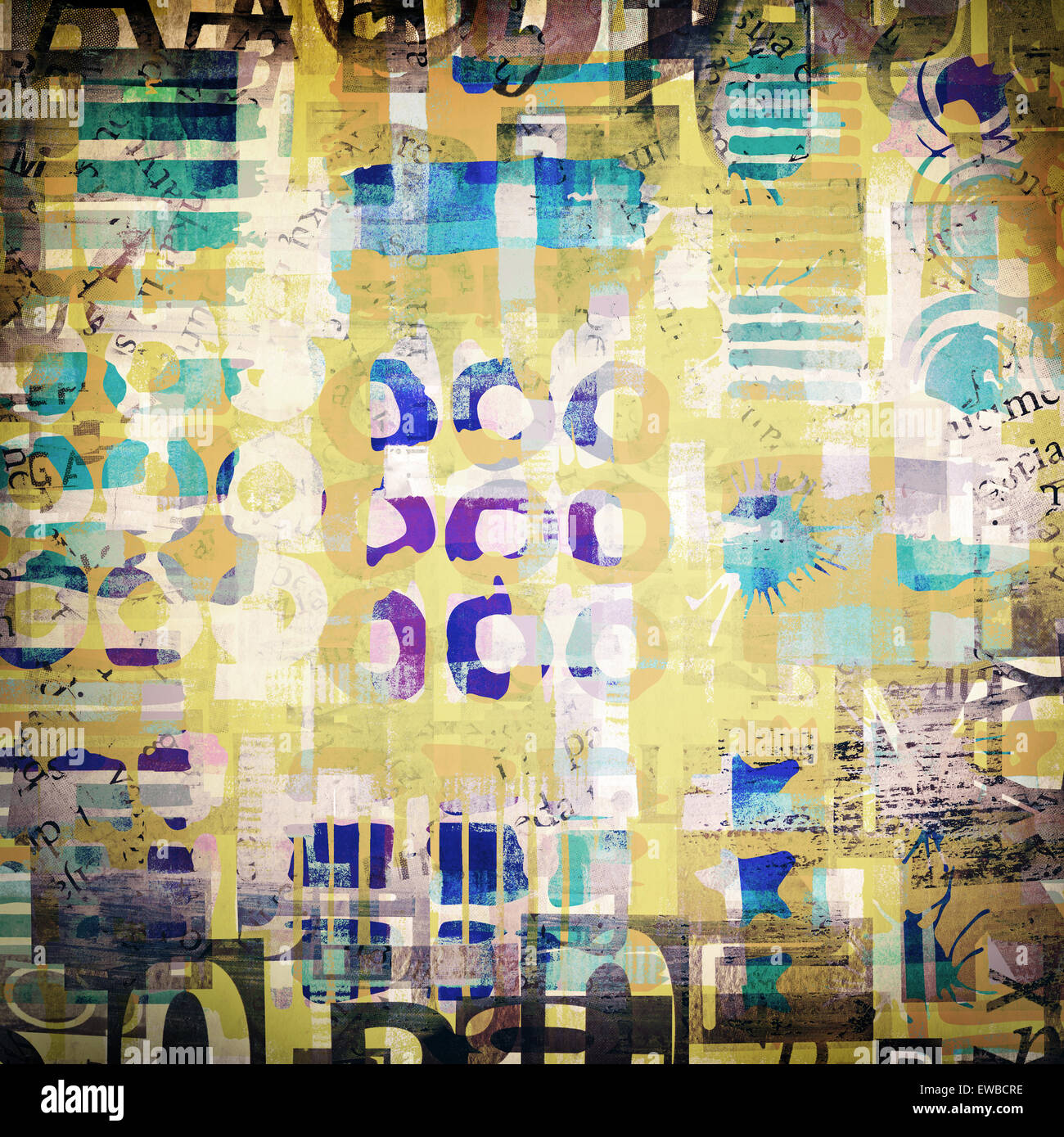 Ensemble de formes géométriques abstraites en couleur, coups de pinceau aquarelle et circle Banque D'Images