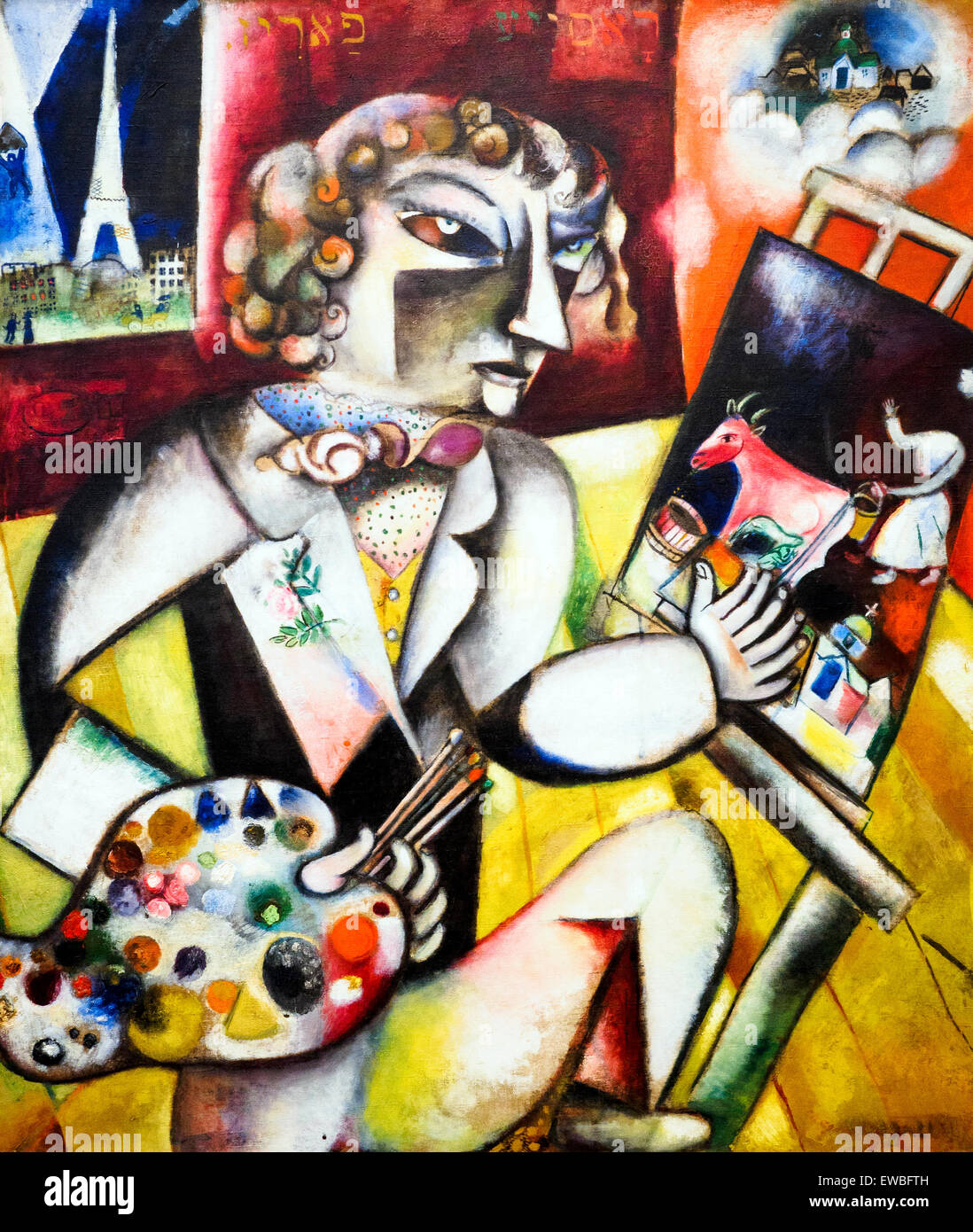 Autoportrait avec sept doigts Marc Chagall huile sur toile 1912-1913 Banque D'Images