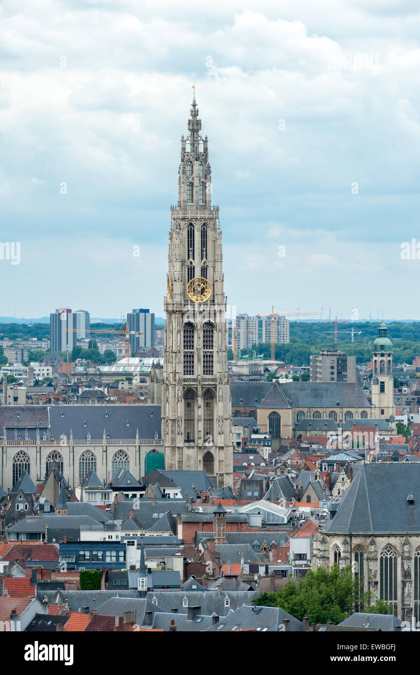 Belgique, Anvers, Cathédrale Notre-Dame - beffroi Banque D'Images