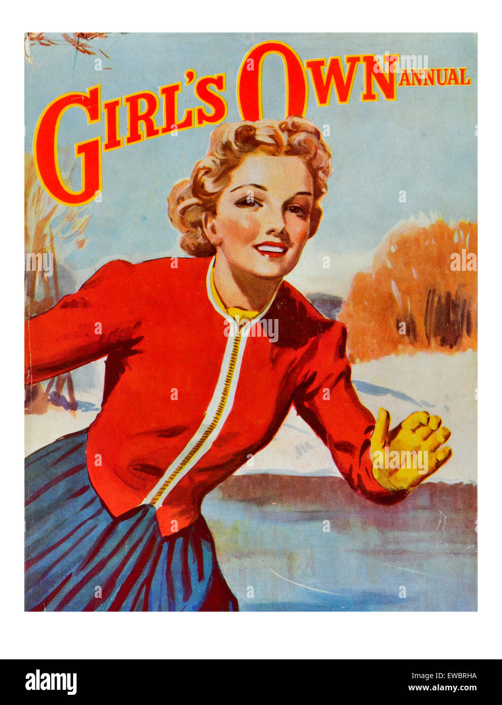Les filles propre illustration annuel de femme patin à glace sur un lac gelé en hiver Banque D'Images