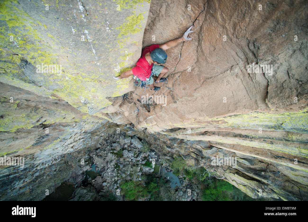 L'escalade à Canon de Huaxtla, Jalisco, Mexique. Banque D'Images