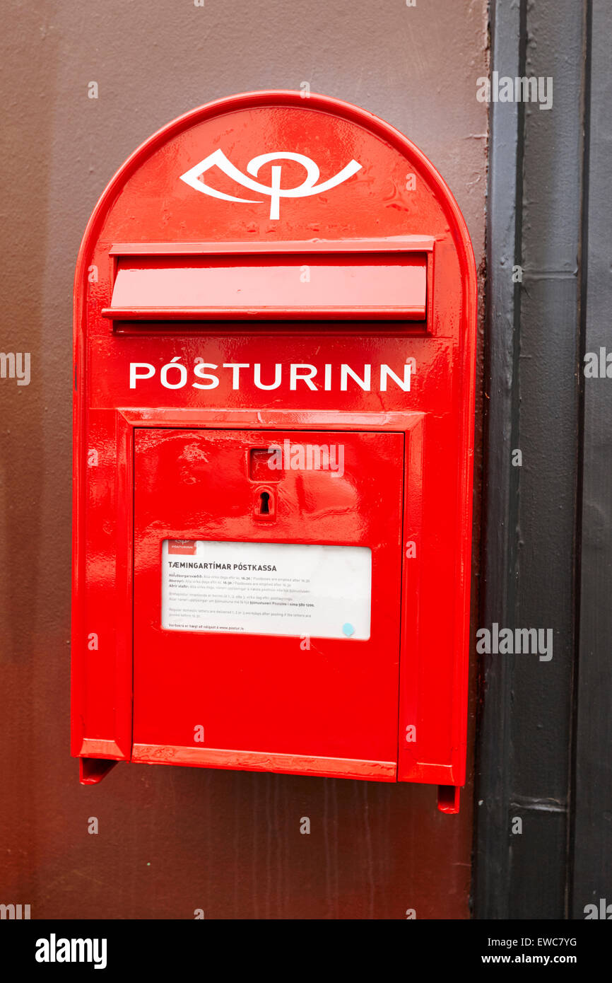 Posturinn service postal islandais Reykjavik Islande boîte aux lettres du bureau de poste Banque D'Images