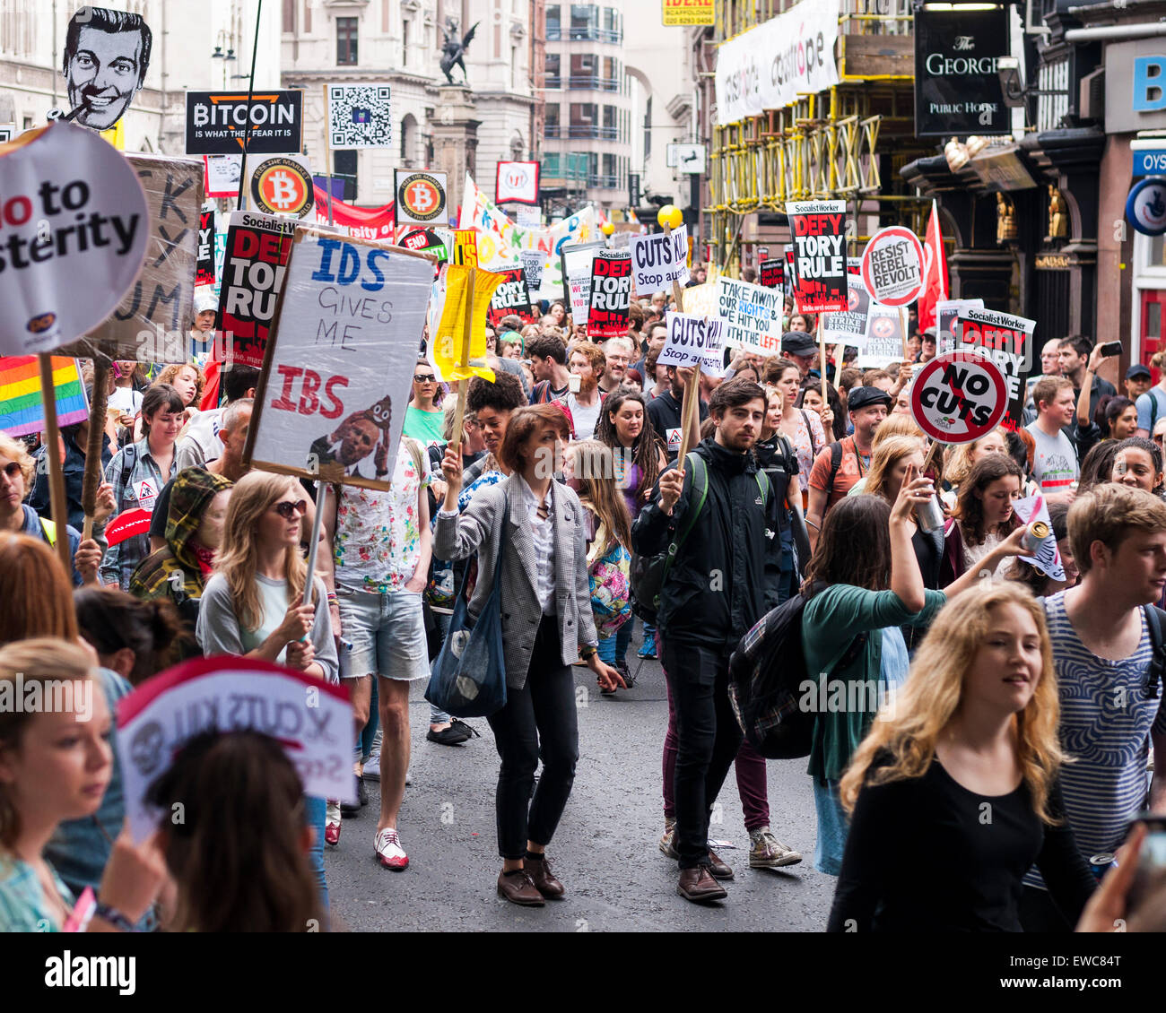 Mars contre l'austérité à Londres le 20 juin 2015 Banque D'Images