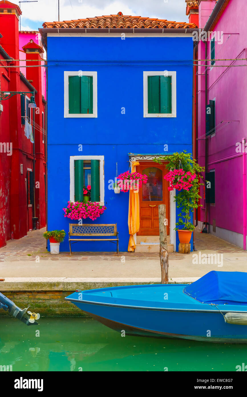 Maison colorée sur la Burano, Venise, Italie Banque D'Images