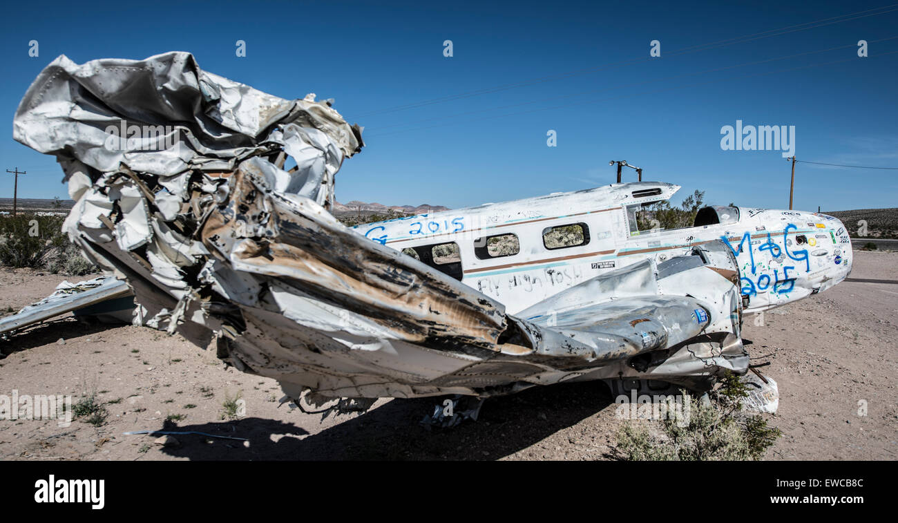 Épave d'avion dans le désert du Nevada. Banque D'Images