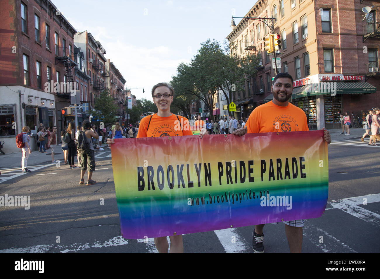 LGBT, Gay Pride Parade qui a lieu chaque année sur la 5e Avenue à Park Slope, Brooklyn, New York. Banque D'Images