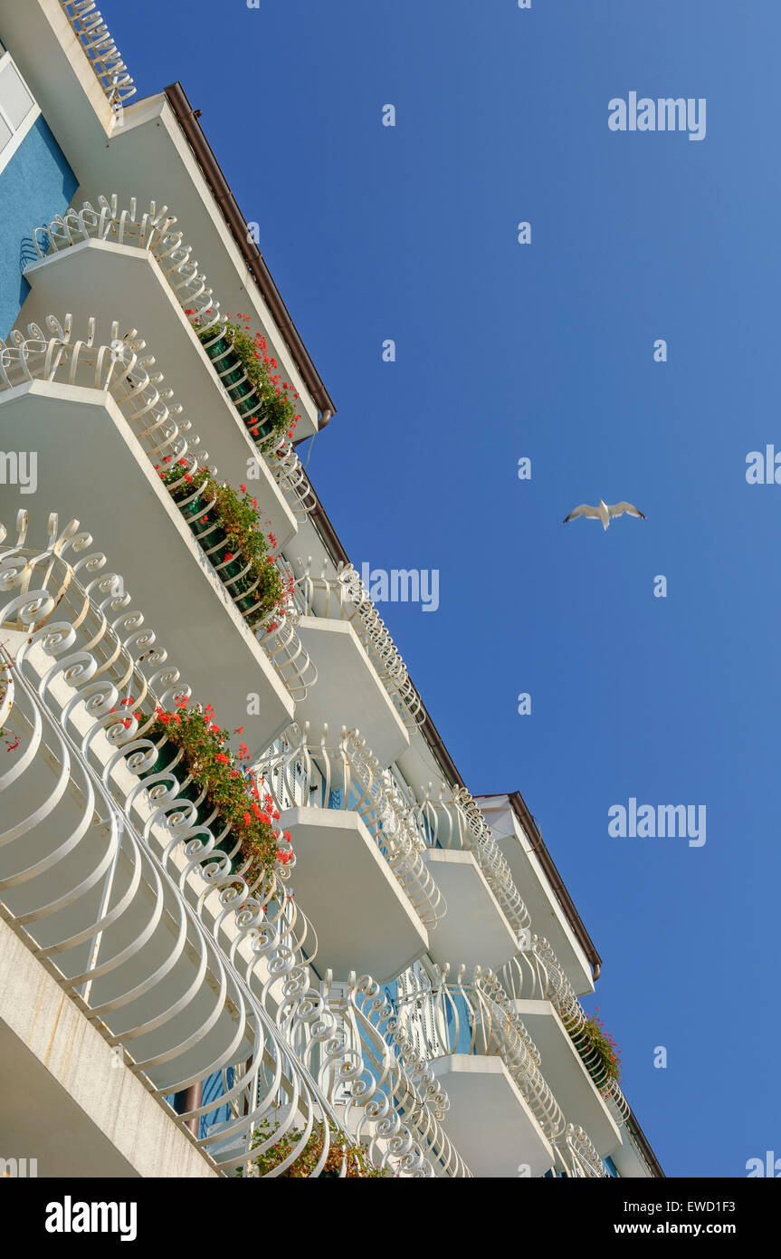 Appartements de vacances attrayant avec un balcon. Piran. La Slovénie Banque D'Images