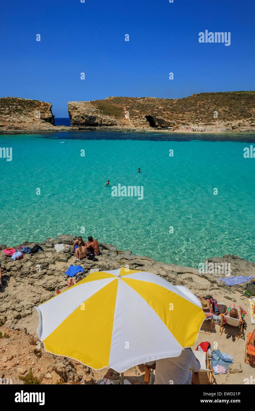 Le Blue Lagoon, Comino. Gozo. Malte Banque D'Images