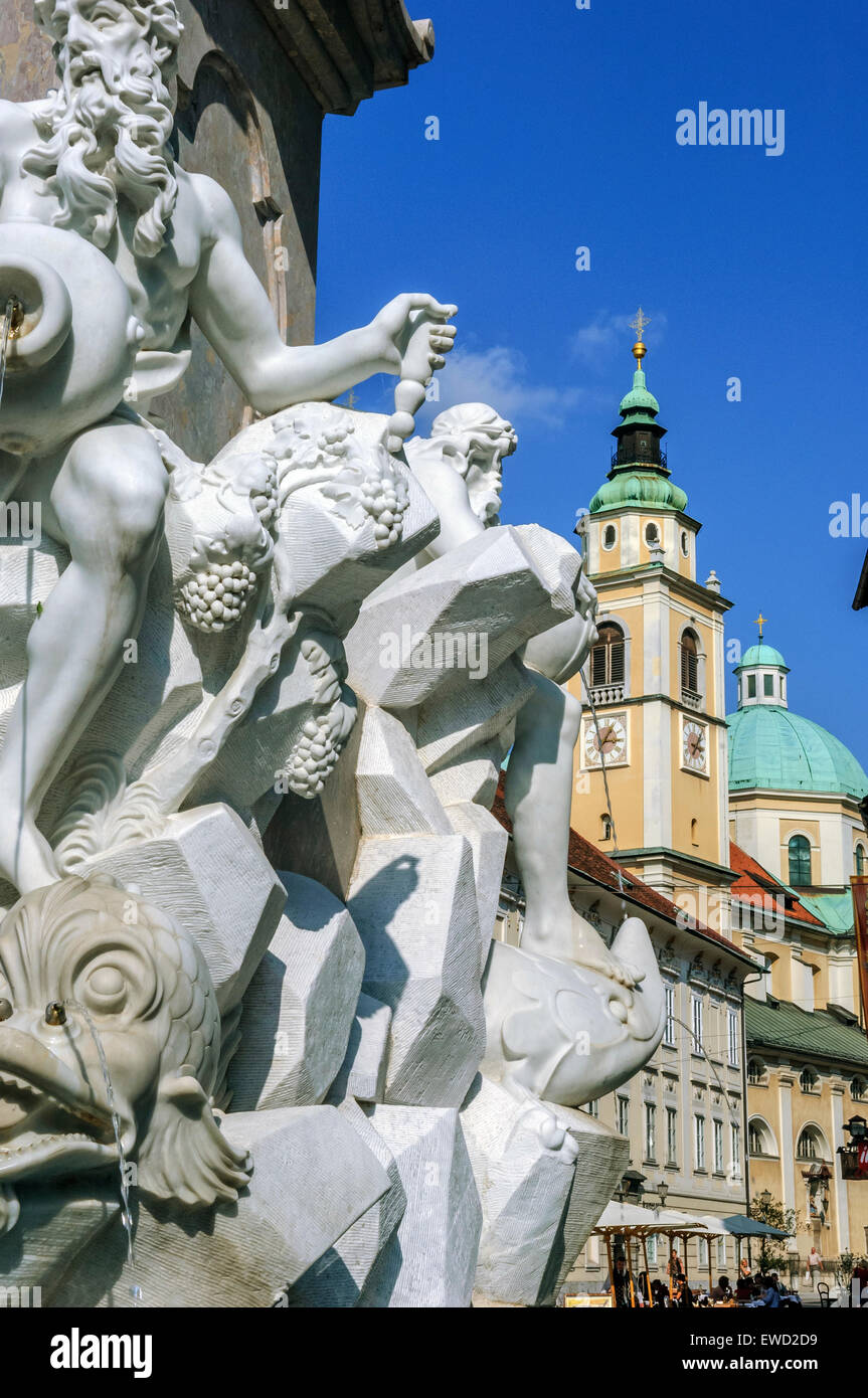 Fontaine des trois rivières carnioliennes. Ljubljana. La Slovénie Banque D'Images