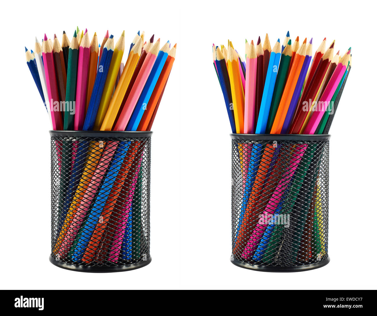 Porte-crayons plein de crayons Banque D'Images