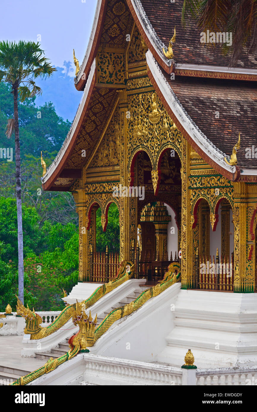 Le Haw Pha Bang ou temple royal est situé dans le complexe du Palais Royal, Luang Prabang, Laos Banque D'Images
