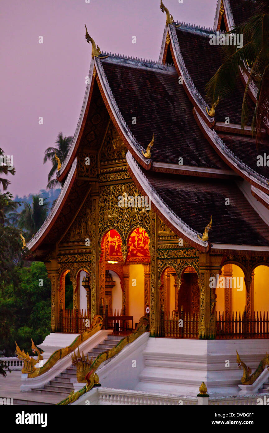 Le Haw Pha Bang ou temple royal est situé dans le complexe du Palais Royal, Luang Prabang, Laos Banque D'Images