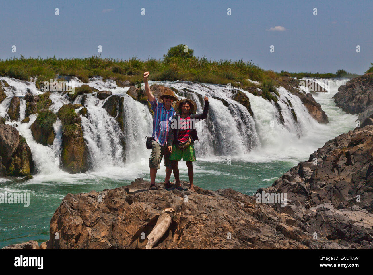 Le TAM I DAENG CASCADE est hors des sentiers battus sur le Mékong dans la région des Mille-Îles 4 (Si Phan Don) près de FAIT KHO Banque D'Images