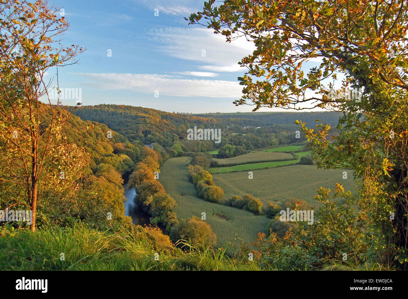 La vue depuis la colline du Château, Great Torrington, Devon, Angleterre. Banque D'Images