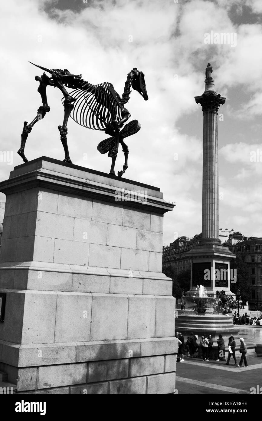 Une vue de Trafalgar Square à Londres, en Angleterre. Banque D'Images