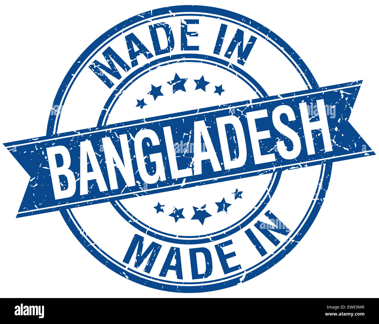 Fait en Bangladesh ronde bleu vintage stamp Banque D'Images