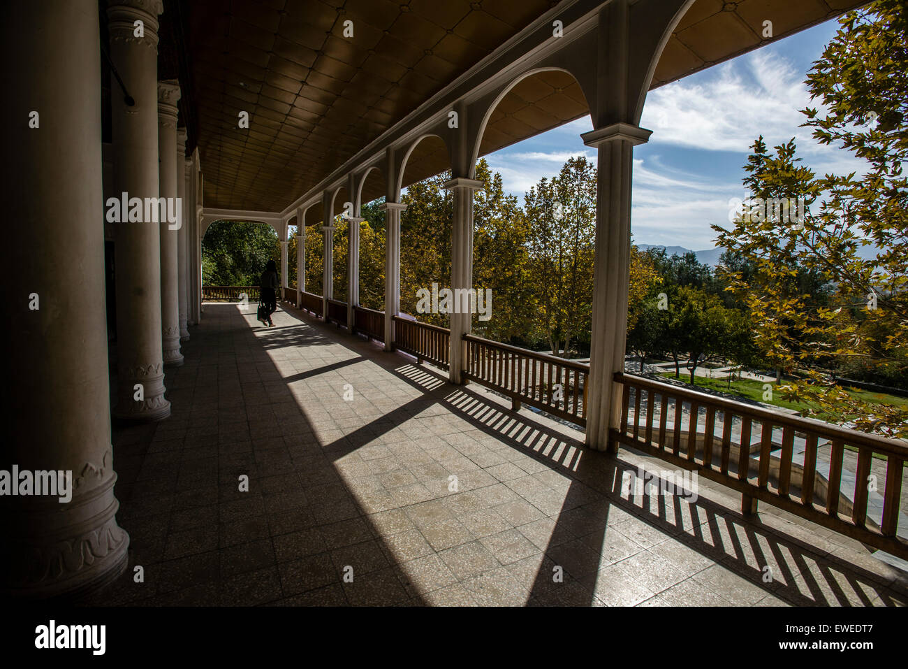 L'intérieur du portique du pavillon du jardin de Babur, Kaboul, Afghanistan Banque D'Images