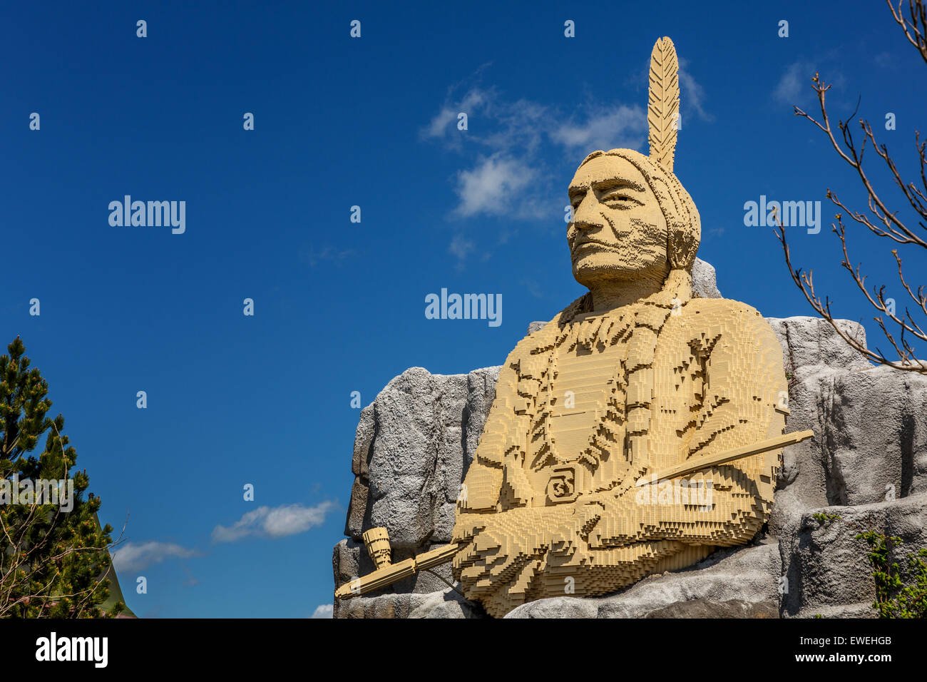 Sitting Bull figure faite de briques Lego, Legoland Park, BILLUND, Danemark Banque D'Images