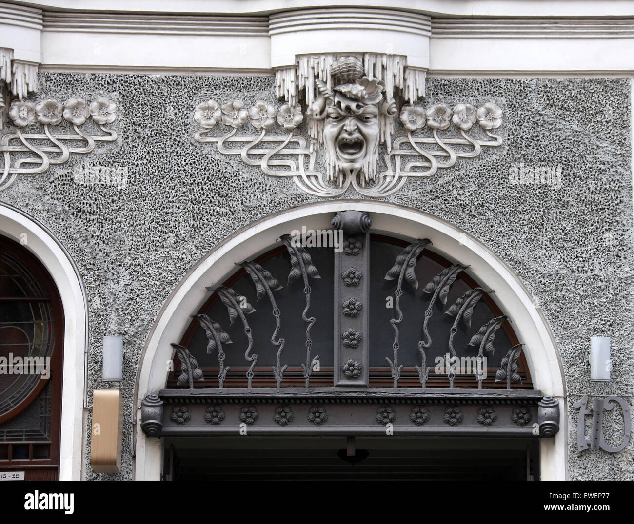 Eclectically-Decorative immeuble de style Art Nouveau à Riga à Domingo Hurtado Iela Banque D'Images