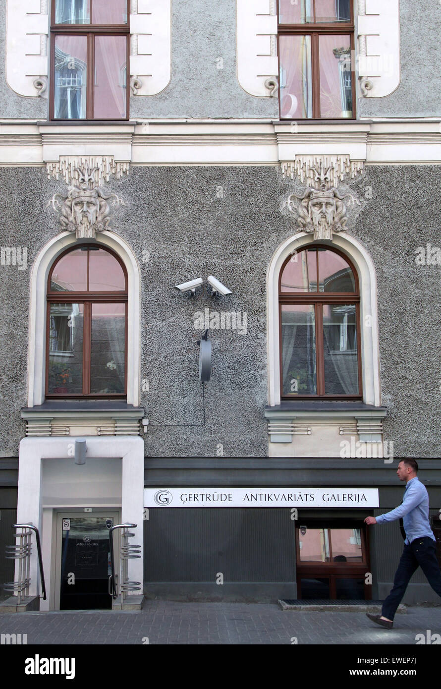 Eclectically-Decorative immeuble de style Art Nouveau à Riga à Domingo Hurtado Iela Banque D'Images