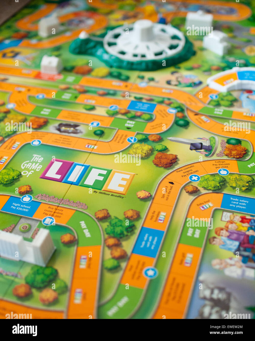 Le but du jeu de la vie (aussi connu comme la vie), un jeu à l'origine créé en 1860 par Milton Bradley. Banque D'Images