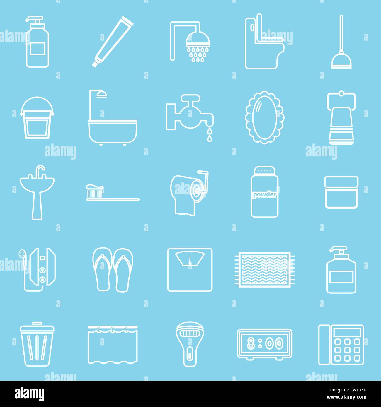 Ligne de bain icônes sur fond bleu clair, stock vector Illustration de Vecteur