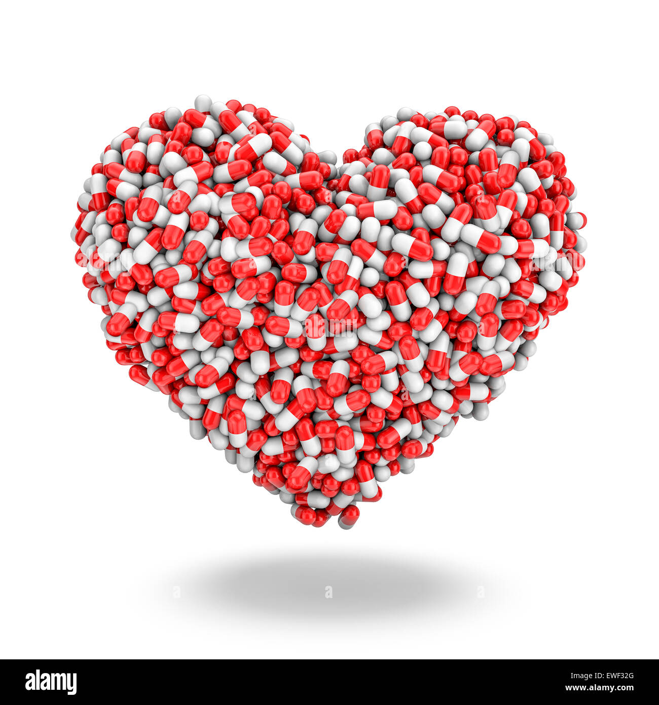 Coeur de pilules, 3D render of medicine capsules formant coeur Banque D'Images