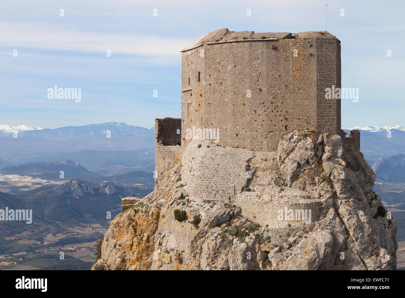 Ruines de Château Quéribus, Aude, Languedoc-Roussillon, France. Banque D'Images