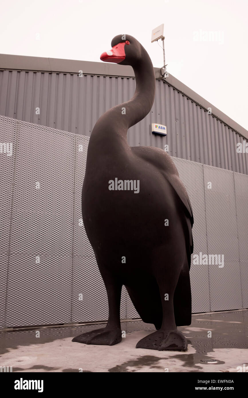 L'art public énorme Big Black Swan Hunter Kenny en plastique Banque D'Images