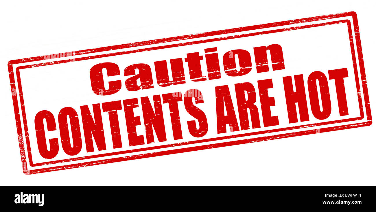 Timbres en caoutchouc avec du texte contenu est chaud à l'intérieur, illustration Banque D'Images