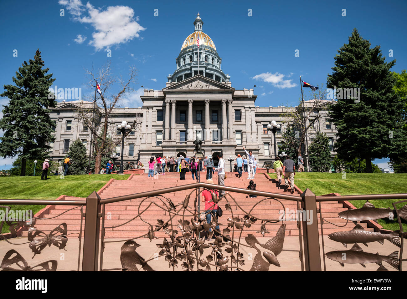 Colorado State Capitol Building et clôture d'origine, Denver, Colorado, USA, Amérique du Nord, États-Unis Banque D'Images