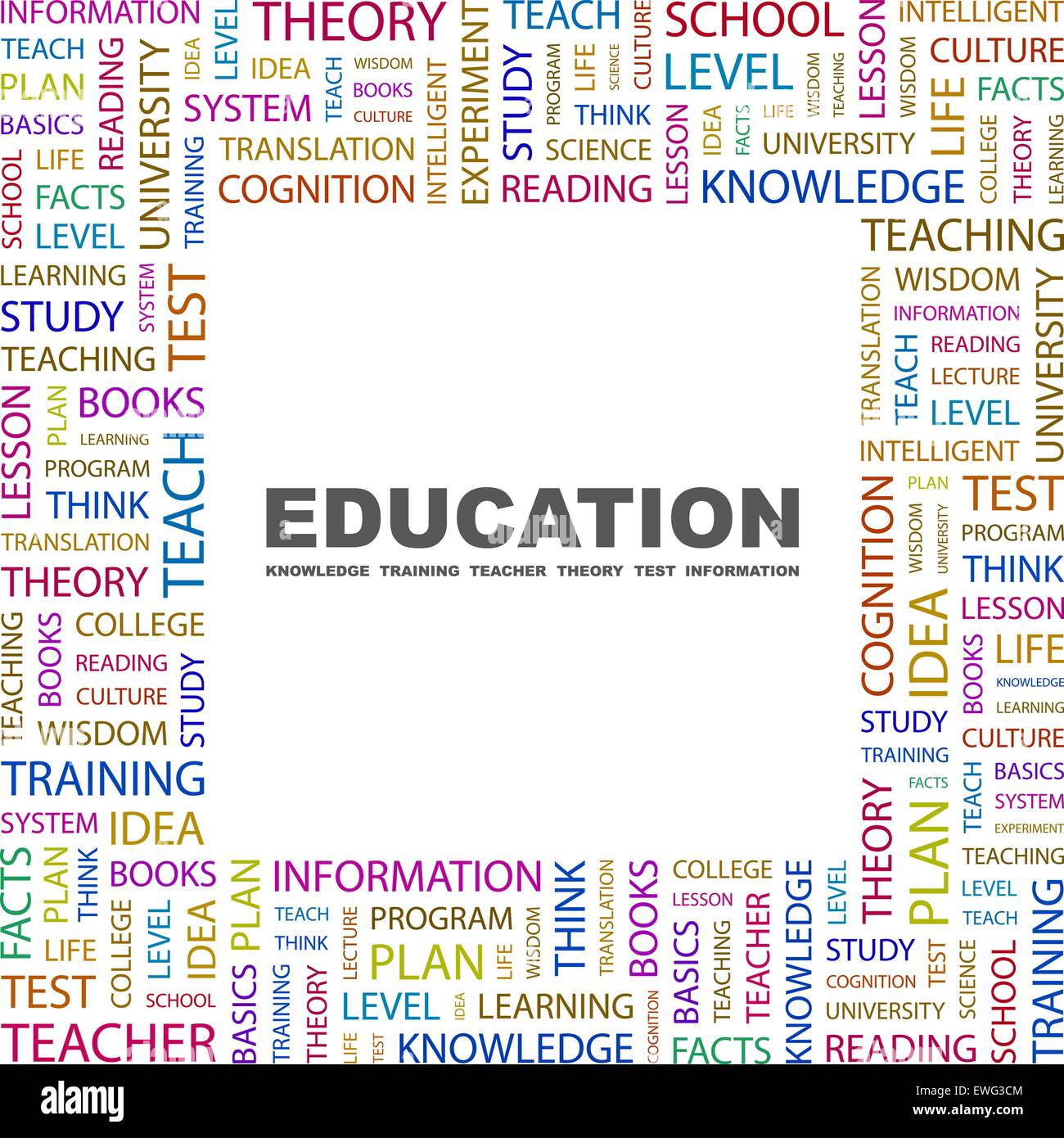 L'éducation. Nuage de mots illustration. Tag Cloud concept collage. Illustration de Vecteur