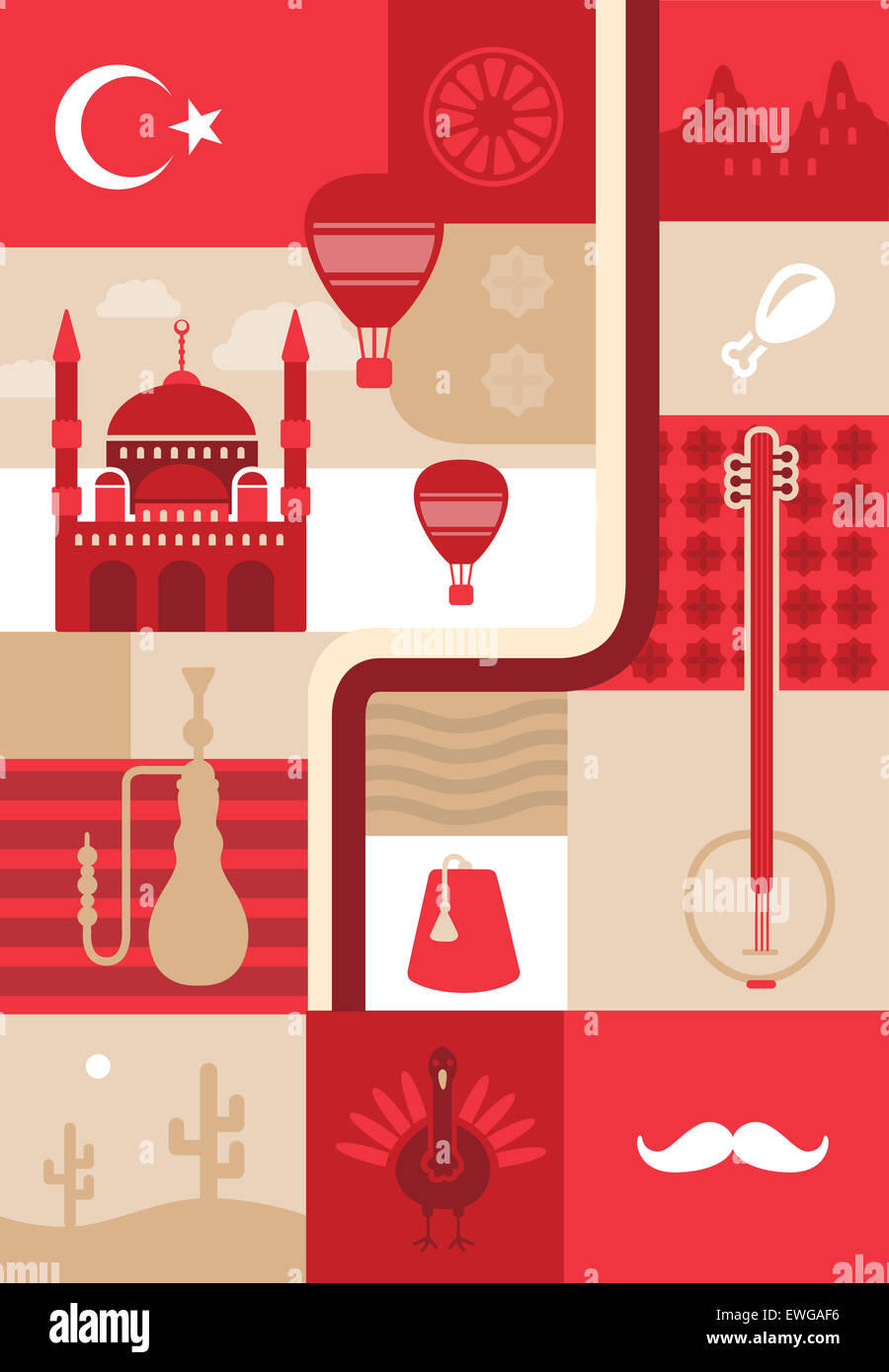 Collage d'illustration de la Turquie Banque D'Images