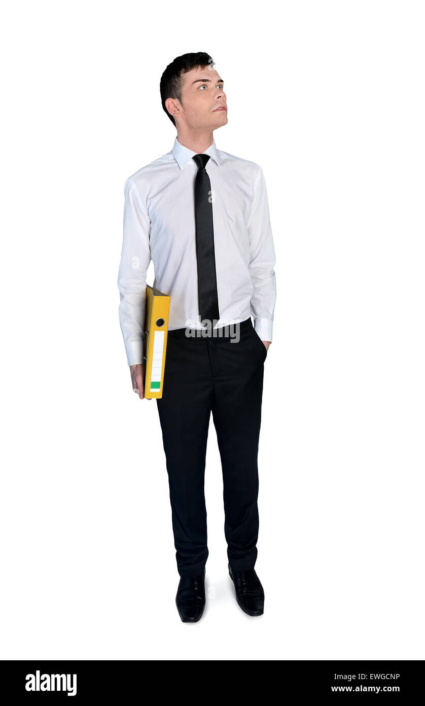 Affaires isolées man looking up Banque D'Images