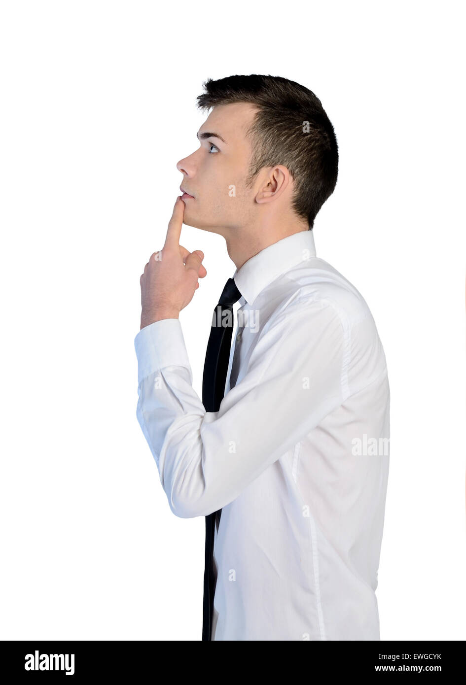 Jeune homme d'affaires pense isolé Banque D'Images